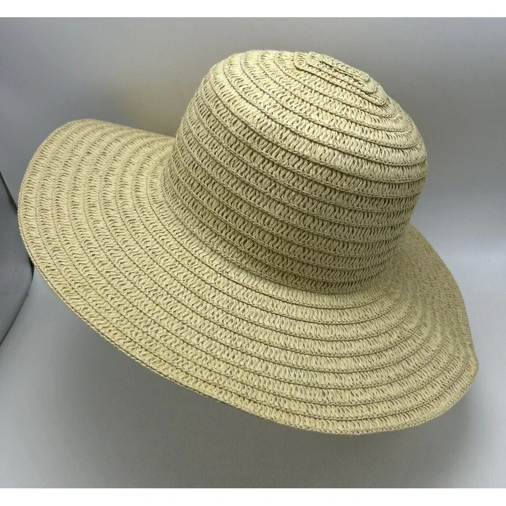 Sun Hat Womens Raffia Flop OS Vacation Beach Cruise Resort Old Money Read